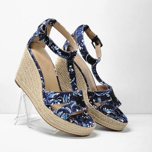 LAUREN RALPH LAUREN  hale espadrille wedge heel sandals Sz 9 NEW - Picture 1 of 10